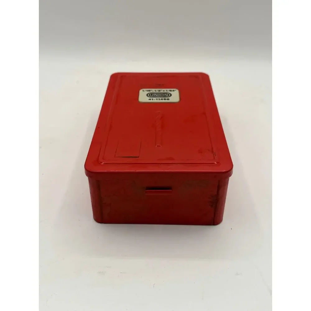 Vintage Union 29-Piece Fractional Drill Bit Set with Red Metal Index Case